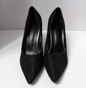She&in Black 7.5 Sparkle Heeled Wedding Occasion Holiday Slip On Shoes